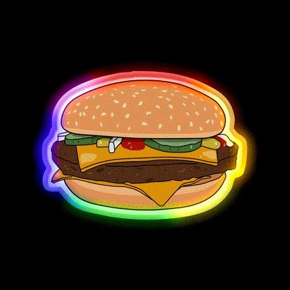 Cheese Burger Fast Food Led Neon Sign For Burger Place Wall Art Rgb Color - LED neon sign close-up detail