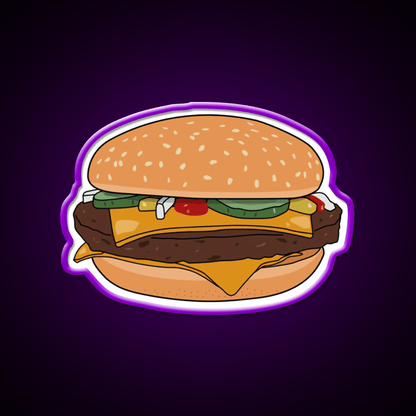 Cheese Burger Fast Food Led Neon Sign For Burger Place Wall Art Rgb Color - Shineneon