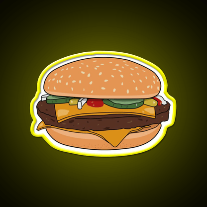Cheese Burger Fast Food Led Neon Sign For Burger Place Wall Art Rgb Color - Shineneon