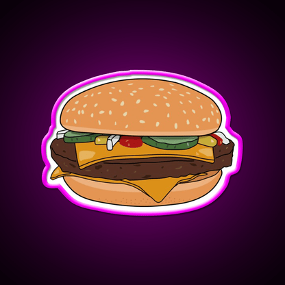 Cheese Burger Fast Food Led Neon Sign For Burger Place Wall Art Rgb Color - Shineneon