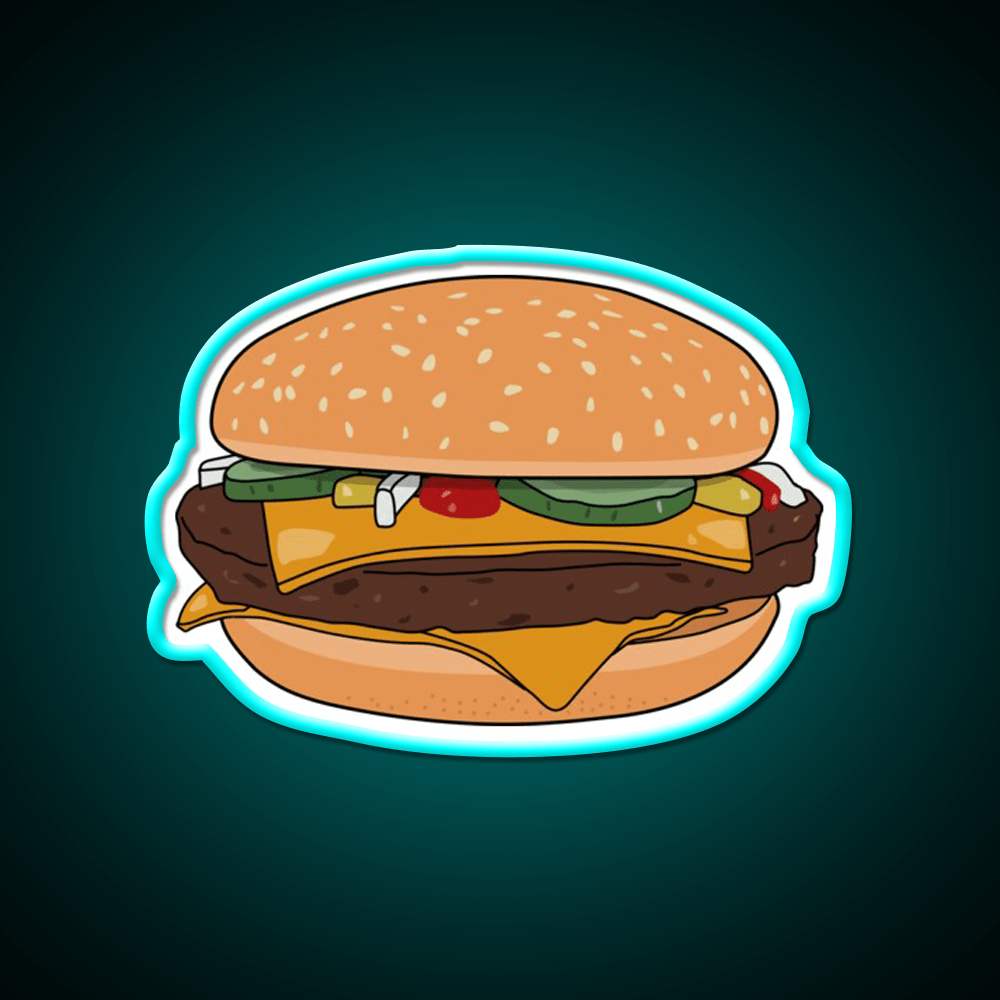 Cheese Burger Fast Food Led Neon Sign For Burger Place Wall Art Rgb Color - Shineneon