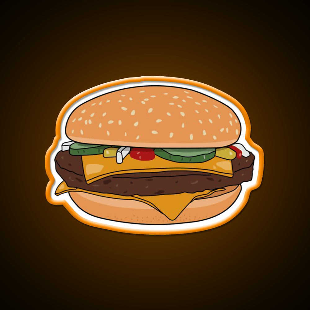 Cheese Burger Fast Food Led Neon Sign For Burger Place Wall Art Rgb Color - Shineneon