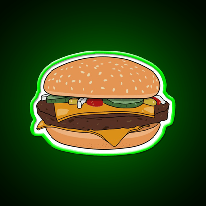 Cheese Burger Fast Food Led Neon Sign For Burger Place Wall Art Rgb Color - Shineneon