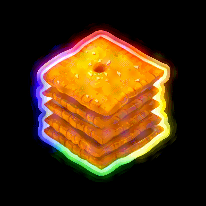Cheese Cracker Stack Snack Food Led Neon Sign Rgb Color - LED neon sign close-up detail