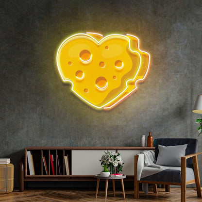 Cheese Heart With Holes Yellow-Orange Uv Printed Led Neon Sign For Home Decor | Shineneon