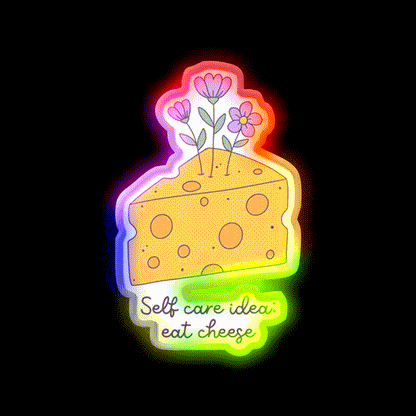 Cheese Is My Love Language Snack Food Led Neon Sign Rgb Color - LED neon sign close-up detail