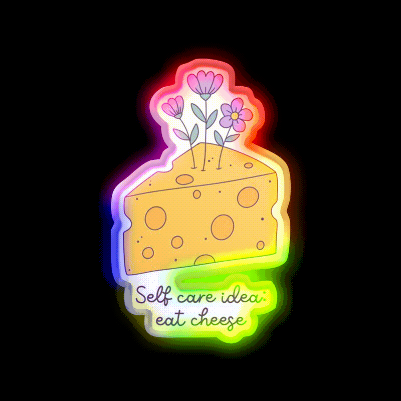 Cheese Is My Love Language Snack Food Led Neon Sign Rgb Color - LED neon sign close-up detail