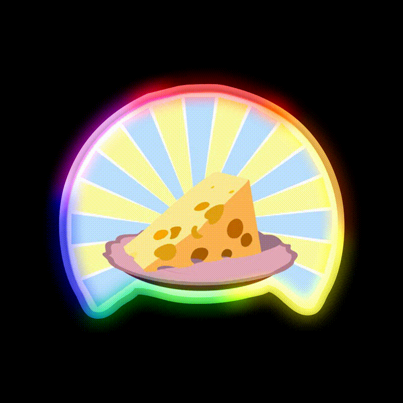 Cheese On Plate Snack Food Led Neon Sign Rgb Color - LED neon sign close-up detail