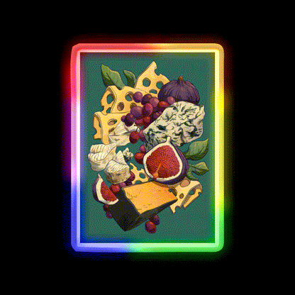 Cheese Plate Snack Food Led Neon Sign Rgb Color - LED neon sign close-up detail