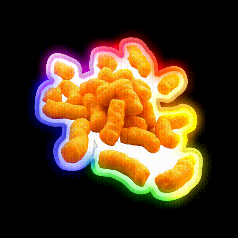 Cheese Puffs Snack Food Led Neon Sign For Snack Room Rgb Color - LED neon sign close-up detail