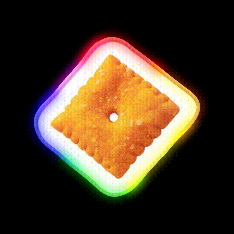 Cheese Snack Cracker Snack Food Led Neon Sign Rgb Color - LED neon sign close-up detail