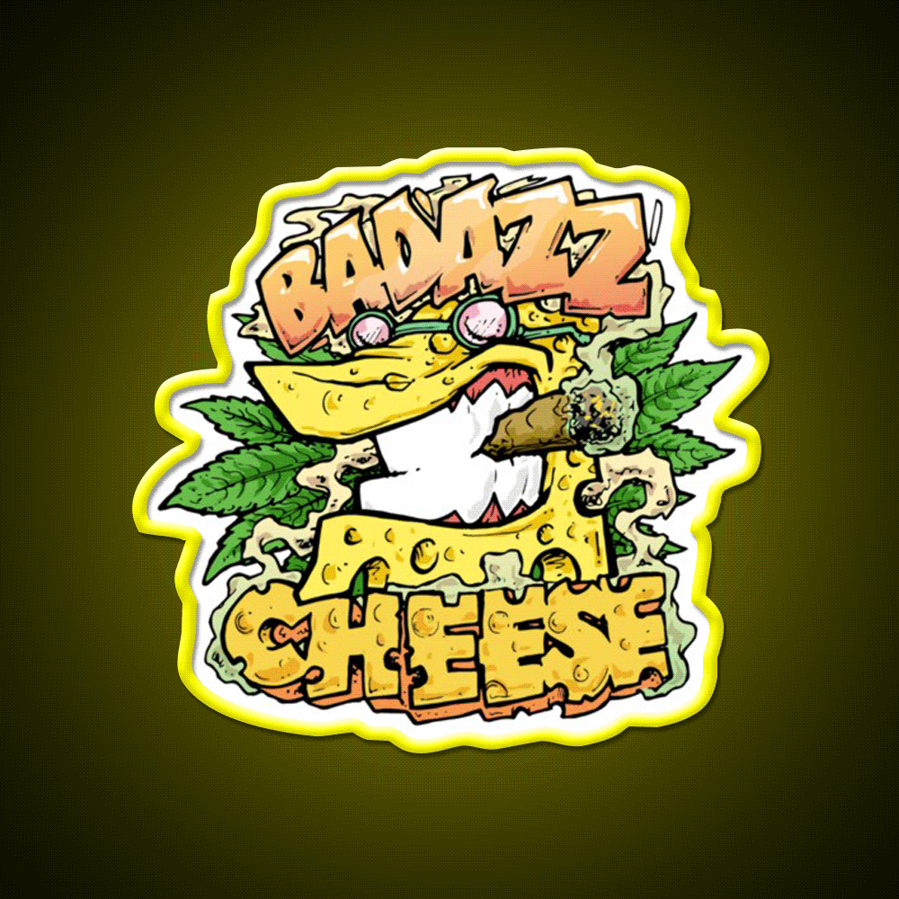 Cheese Strain Hemp Inspired Green Leaf Led Neon Sign Rgb Color - Custom LED neon sign front view