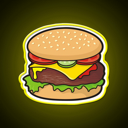 Cheeseburger Fast Food Led Neon Sign For Burger Place Rgb Color - Custom LED neon sign front view