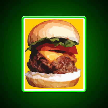 Cheeseburger Hamburger Food Fast Food Led Neon Sign For Burger Place Rgb Color