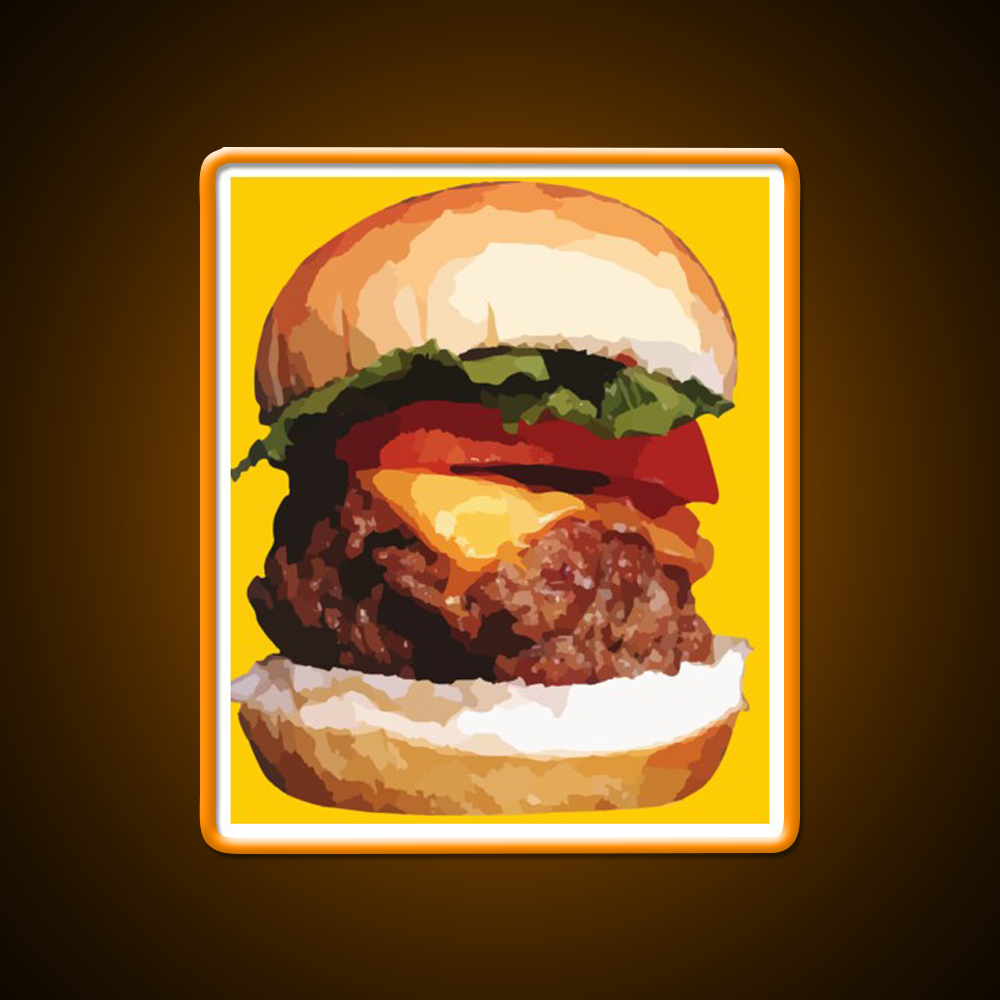 Cheeseburger Hamburger Food Fast Food Led Neon Sign For Burger Place Rgb Color