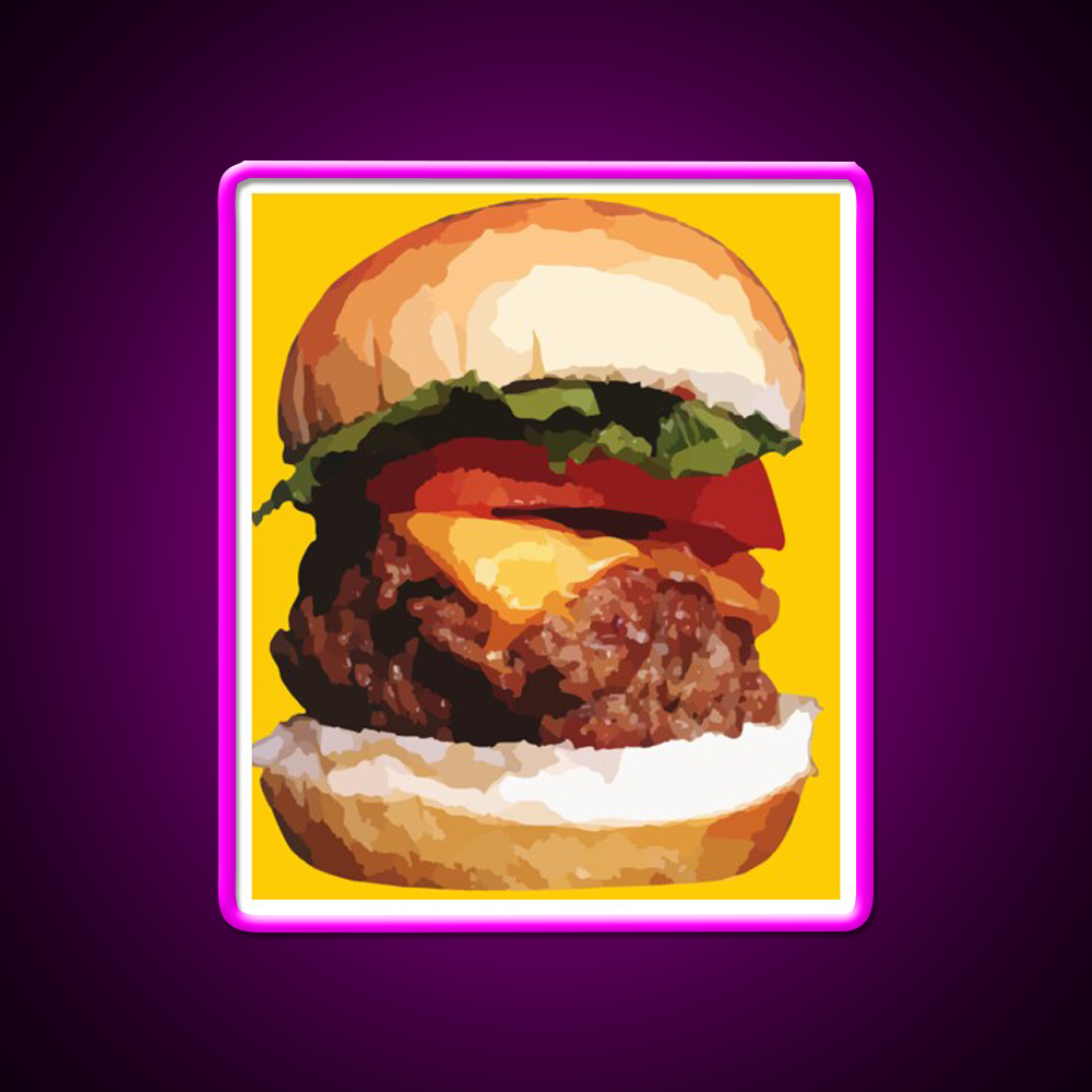 Cheeseburger Hamburger Food Fast Food Led Neon Sign For Burger Place Rgb Color