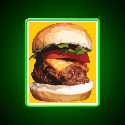 Cheeseburger Hamburger Food Fast Food Led Neon Sign For Burger Place Rgb Color - Shineneon