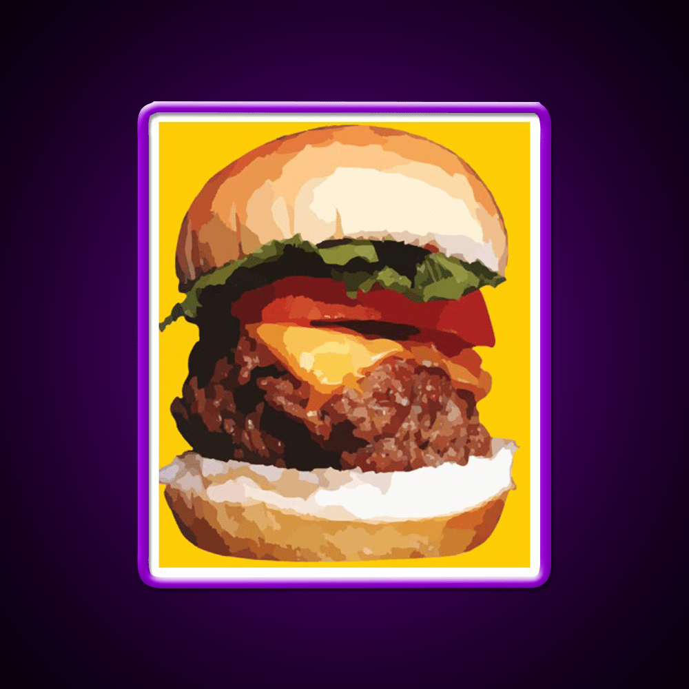 Cheeseburger Hamburger Food Fast Food Led Neon Sign For Burger Place Rgb Color - Shineneon