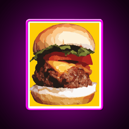 Cheeseburger Hamburger Food Fast Food Led Neon Sign For Burger Place Rgb Color - Shineneon