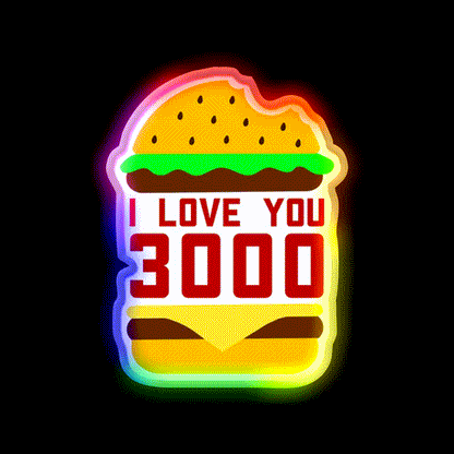Cheeseburger I Love You 3000 Fast Food Led Neon Sign For Burger Place Rgb Color