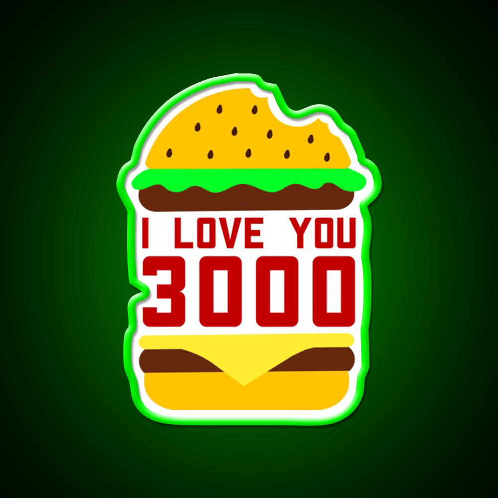 Cheeseburger I Love You 3000 Fast Food Led Neon Sign For Burger Place Rgb Color