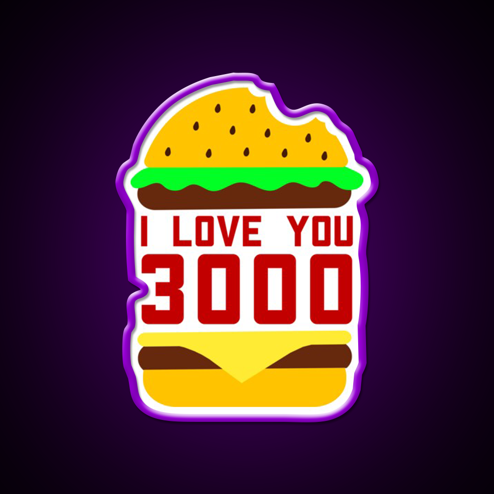 Cheeseburger I Love You 3000 Fast Food Led Neon Sign For Burger Place Rgb Color
