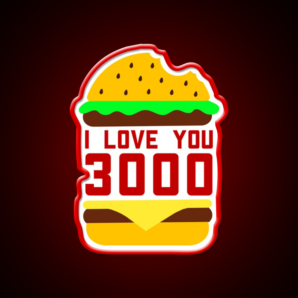 Cheeseburger I Love You 3000 Fast Food Led Neon Sign For Burger Place Rgb Color