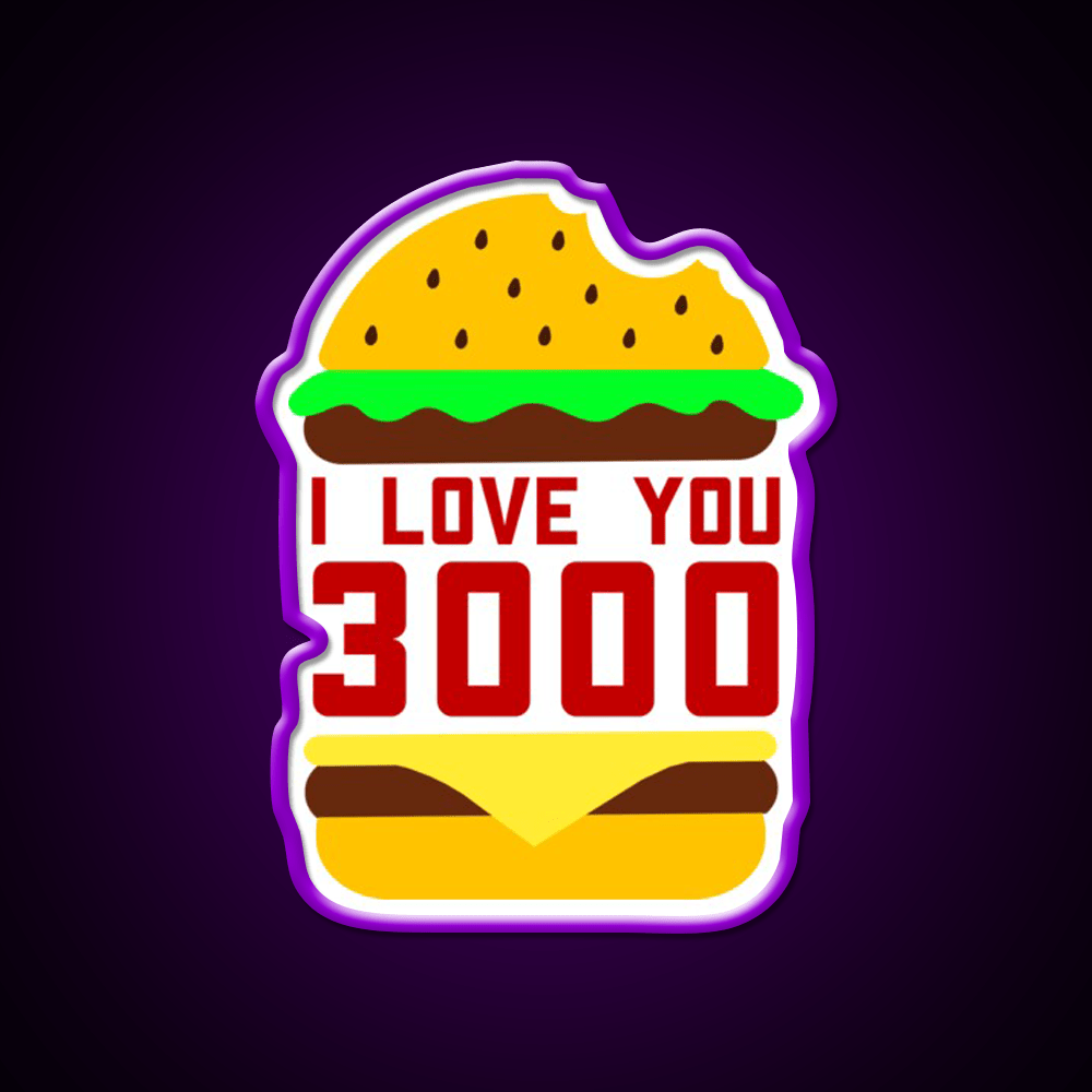 Cheeseburger I Love You 3000 Fast Food Led Neon Sign For Burger Place Rgb Color - Shineneon