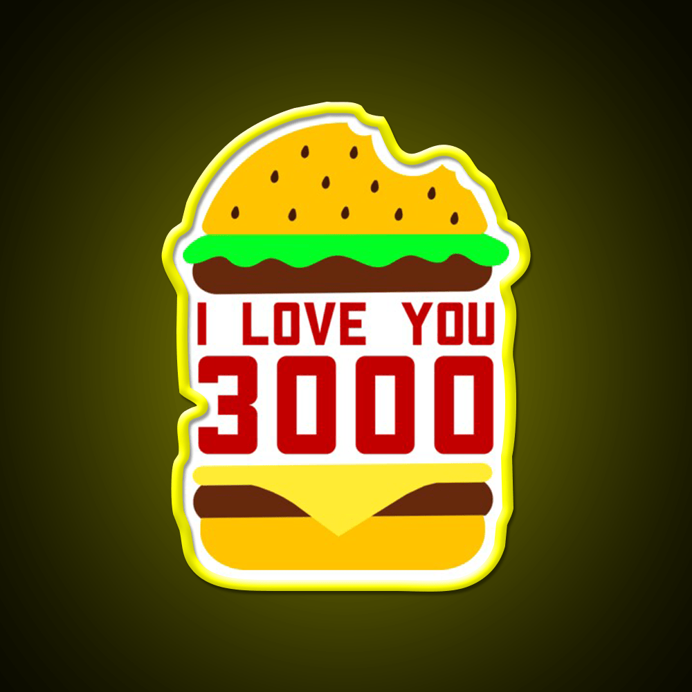 Cheeseburger I Love You 3000 Fast Food Led Neon Sign For Burger Place Rgb Color - Shineneon