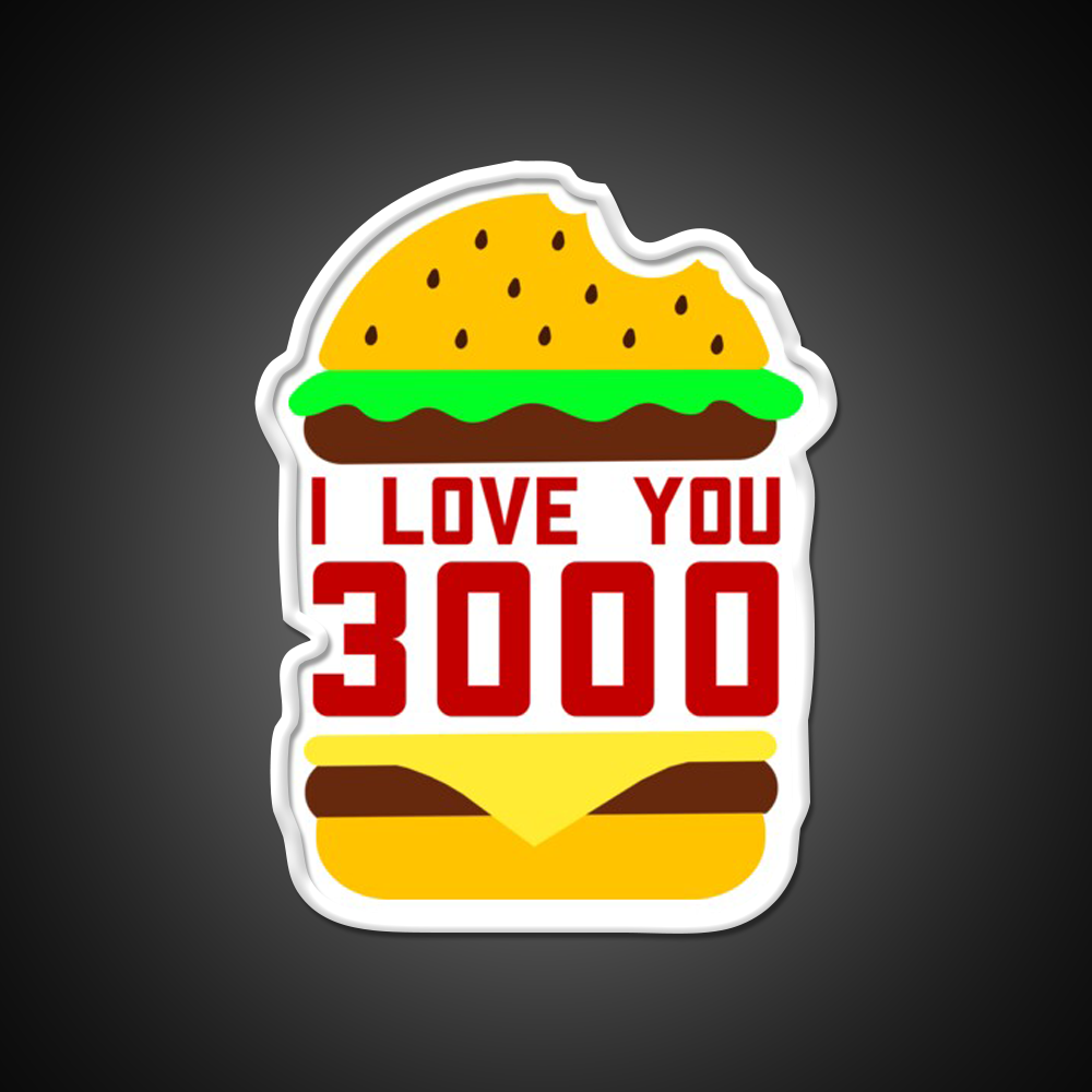 Cheeseburger I Love You 3000 Fast Food Led Neon Sign For Burger Place Rgb Color