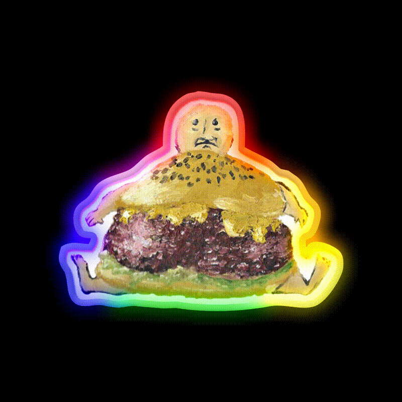 Cheeseburger Man Fast Food Led Neon Sign For Burger Place Rgb Color