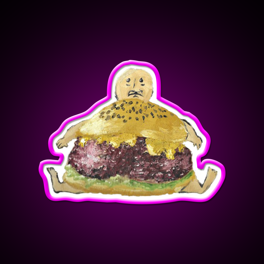 Cheeseburger Man Fast Food Led Neon Sign For Burger Place Rgb Color