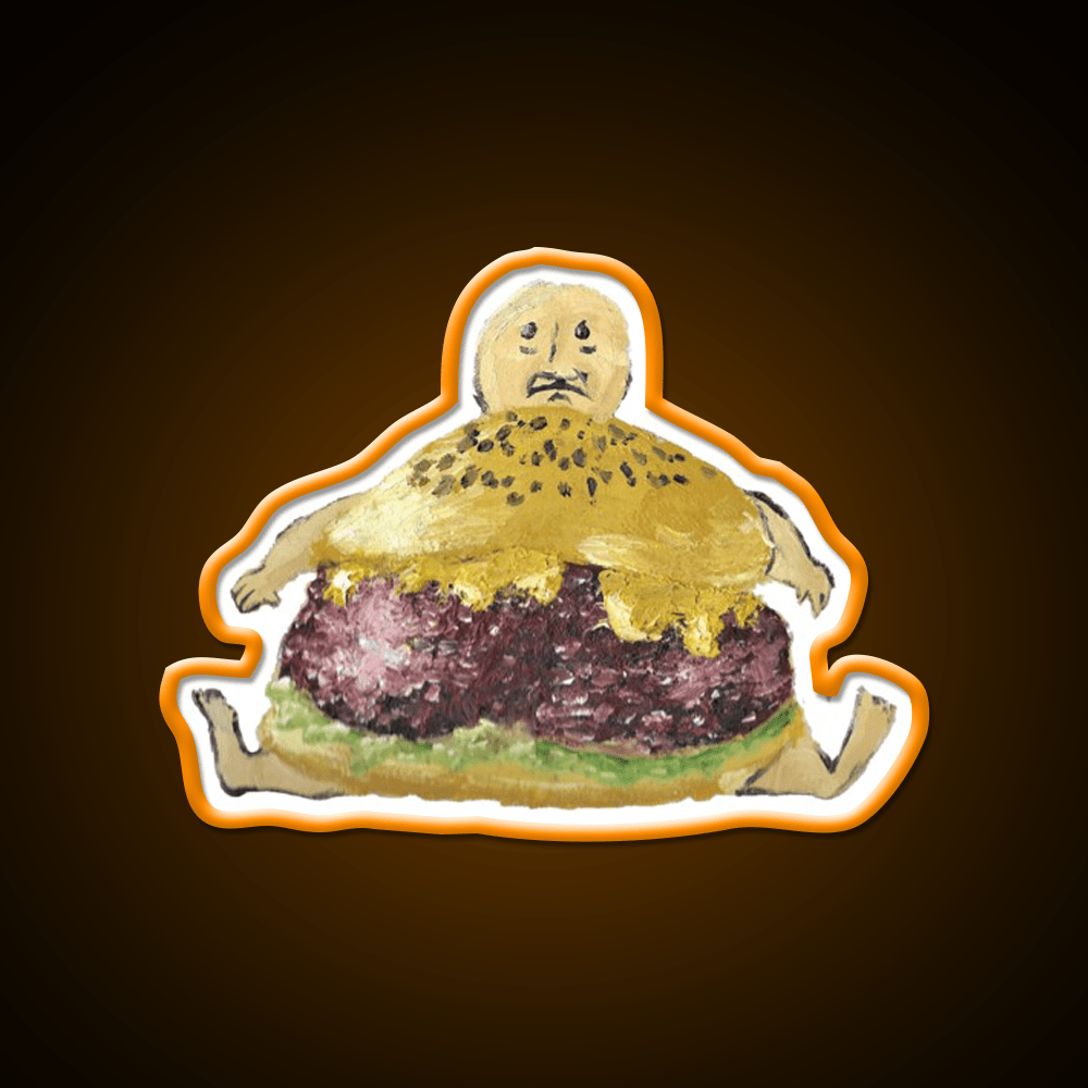 Cheeseburger Man Fast Food Led Neon Sign For Burger Place Rgb Color - Shineneon