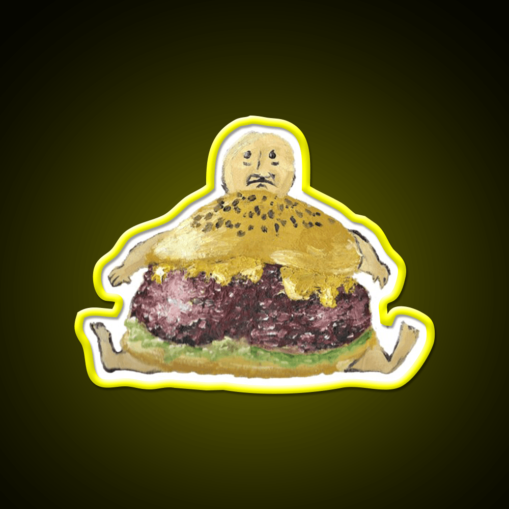 Cheeseburger Man Fast Food Led Neon Sign For Burger Place Rgb Color - Shineneon