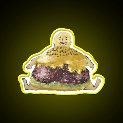 Cheeseburger Man Fast Food Led Neon Sign For Burger Place Rgb Color - Shineneon