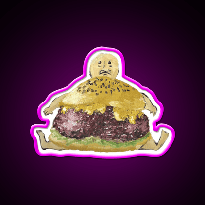 Cheeseburger Man Fast Food Led Neon Sign For Burger Place Rgb Color - Shineneon