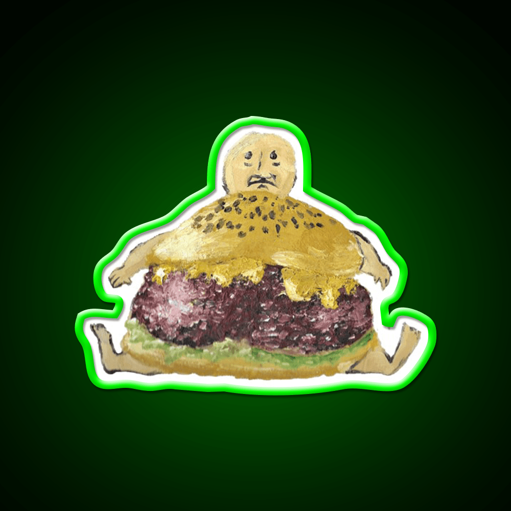 Cheeseburger Man Fast Food Led Neon Sign For Burger Place Rgb Color - Shineneon