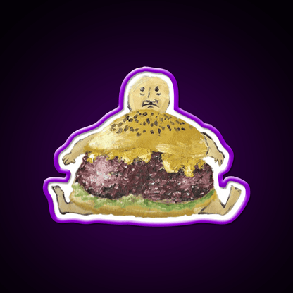 Cheeseburger Man Fast Food Led Neon Sign For Burger Place Rgb Color - Shineneon