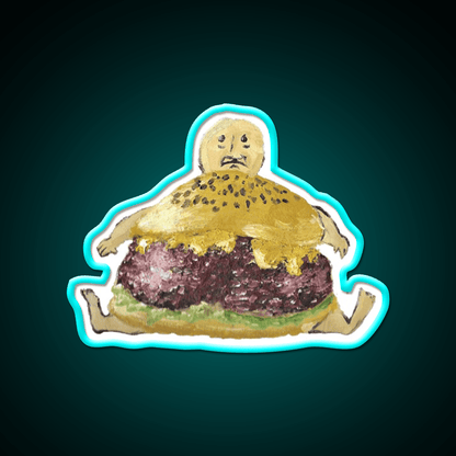 Cheeseburger Man Fast Food Led Neon Sign For Burger Place Rgb Color - Shineneon