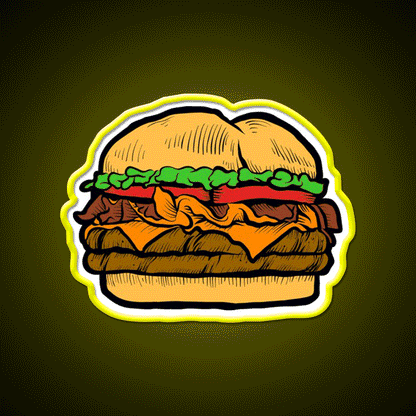 Cheeseburger Party Drink Tequila Led Neon Sign Rgb Color - Custom LED neon sign front view