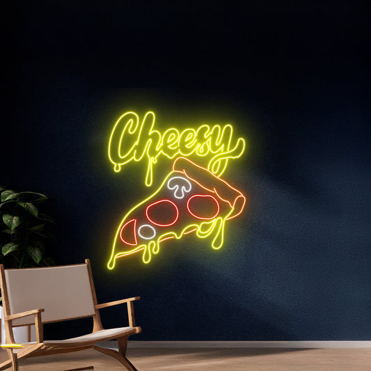 Cheesy Pizza Neon Sign