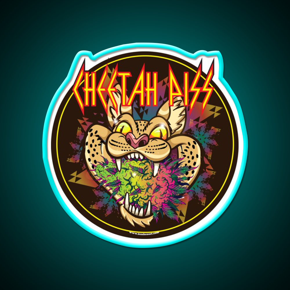 Cheetah Piss Strain Art Hemp Inspired Green Leaf Led Neon Sign Rgb Color - Size and dimension reference