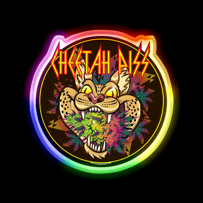 Cheetah Piss Strain Art Hemp Inspired Green Leaf Led Neon Sign Rgb Color - LED neon sign close-up detail