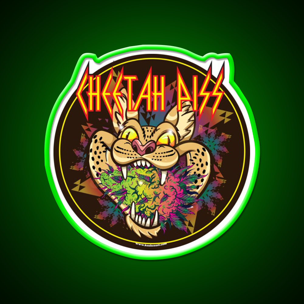 Cheetah Piss Strain Art Hemp Inspired Green Leaf Led Neon Sign Rgb Color - LED neon sign view 8
