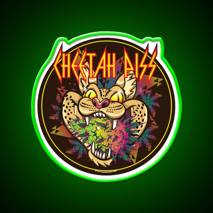 Cheetah Piss Strain Art Hemp Inspired Green Leaf Led Neon Sign Rgb Color - Shineneon