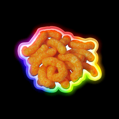 Cheeto Pile Snack Food Led Neon Sign Rgb Color - LED neon sign close-up detail