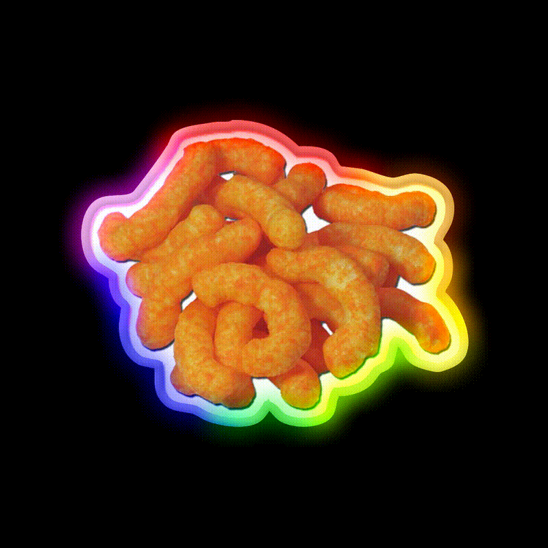 Cheeto Pile Snack Food Led Neon Sign Rgb Color - LED neon sign close-up detail