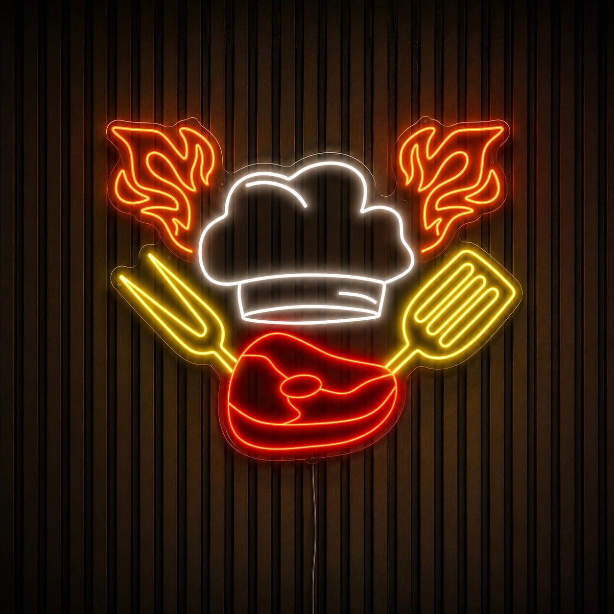 Chef Hat Steak And Grill Tools LED Neon Sign main product image