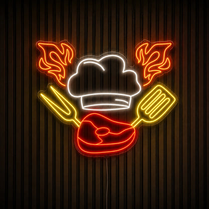 Chef Hat Steak And Grill Tools LED Neon Sign main product image
