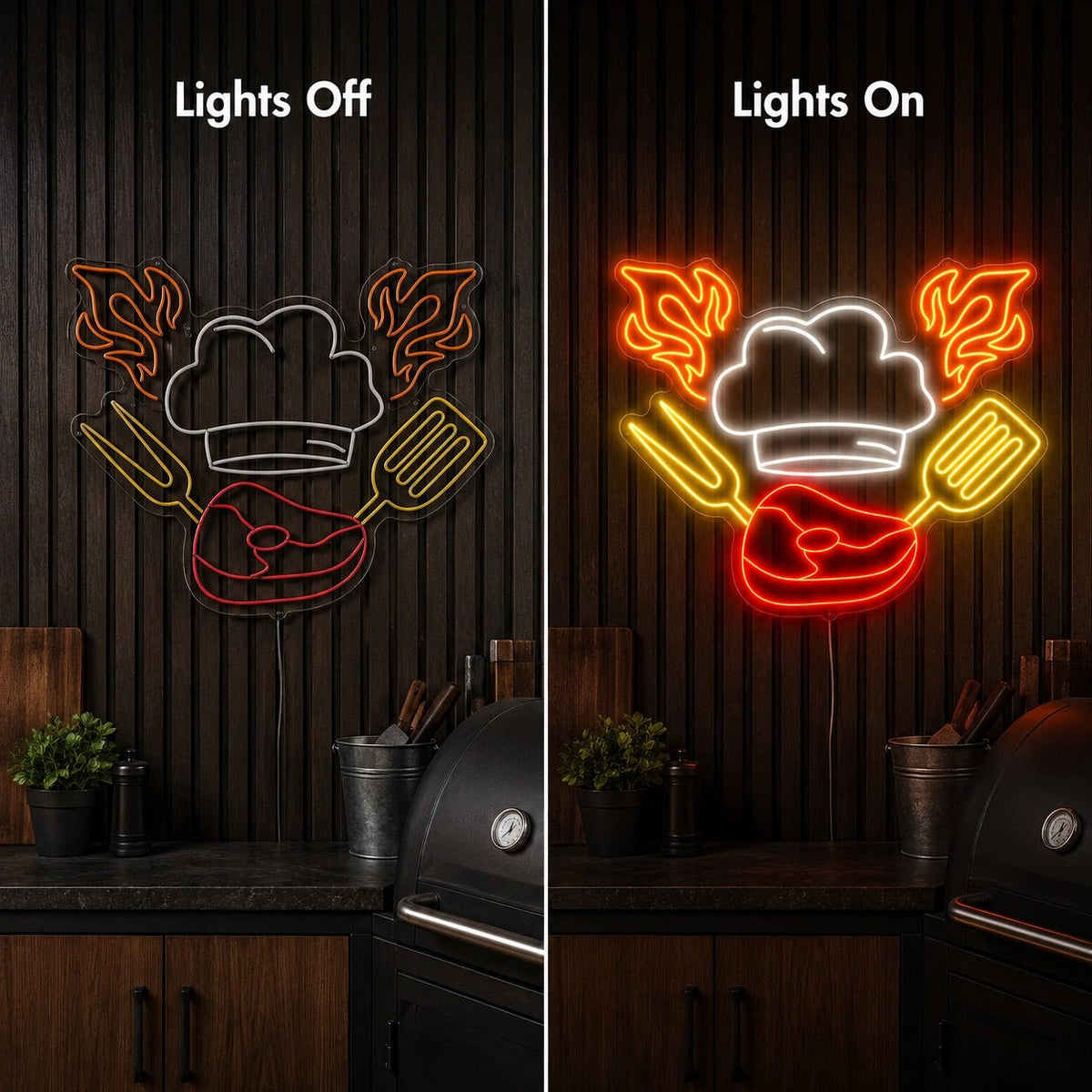 Chef Hat Steak And Grill Tools LED Neon Sign - Shineneon